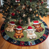 Cerchio delle Mucche delle Highlands Copri Base per Albero di Natale Trapuntato