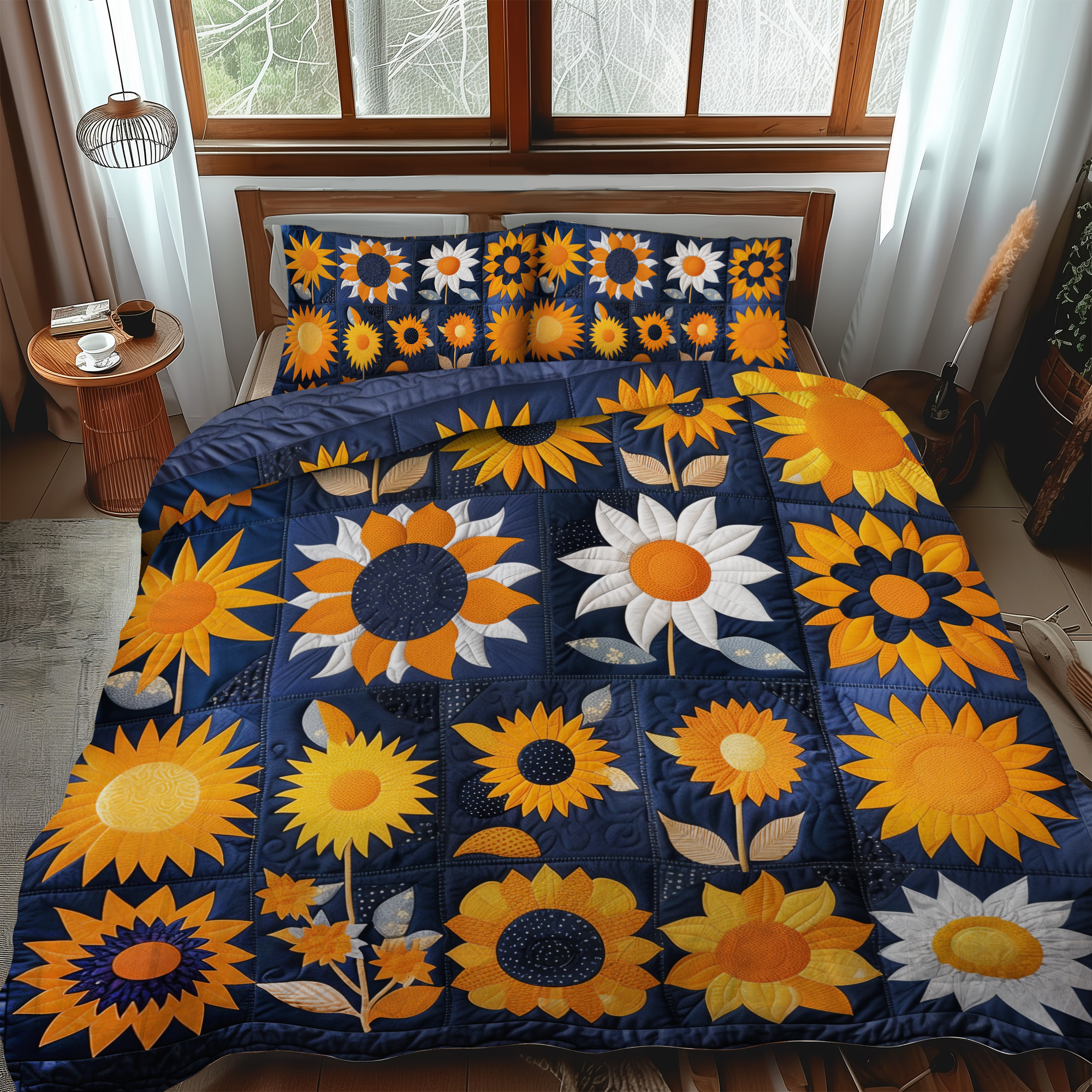 Set di Biancheria da Letto Trapuntata 3 Pezzi Girasoli di Hilarious