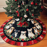 Frenchie delle Feste Copri Base per Albero di Natale Trapuntato
