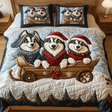 Set di Biancheria da Letto Trapuntata 3 Pezzi Spirito della Festa del Husky