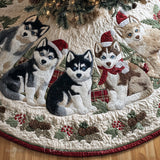 Spirito delle Feste dell'Husky Copri Base per Albero di Natale Trapuntato