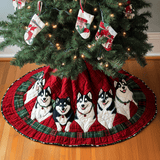 Spirito delle Feste dell'Husky Copri Base per Albero di Natale Trapuntato