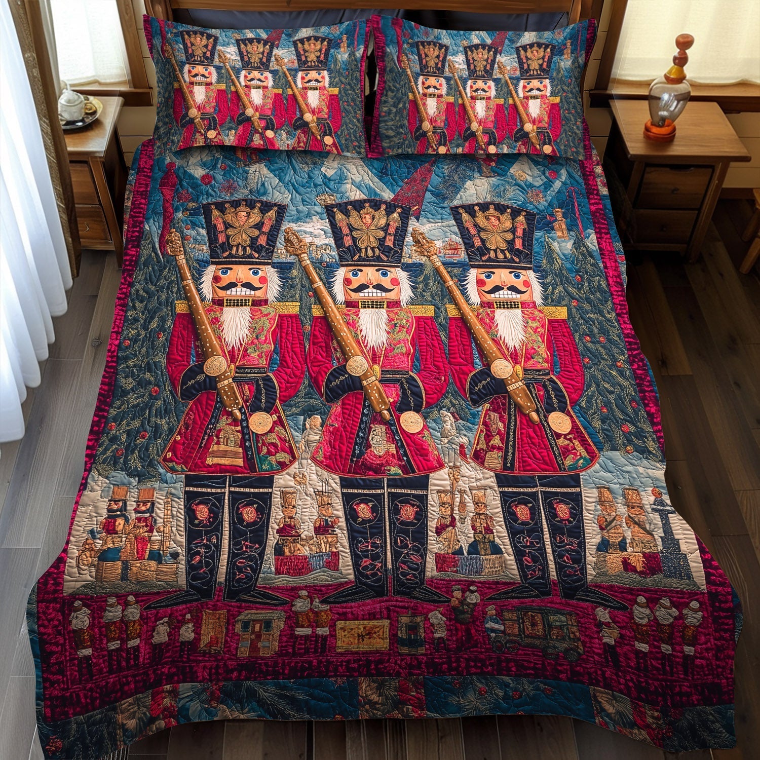 Set di Biancheria da Letto Trapuntata 3 Pezzi Schiaccianoci della Festa