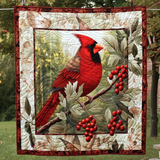 Cardinale con Bacche di Agrifoglio Coperta Trapuntata