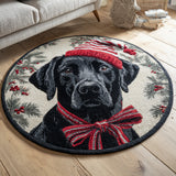 Labrador Nero con Agrifoglio Tappeto Rotondo