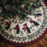 Pinguino e Agrifoglio Copri Base per Albero di Natale Trapuntato