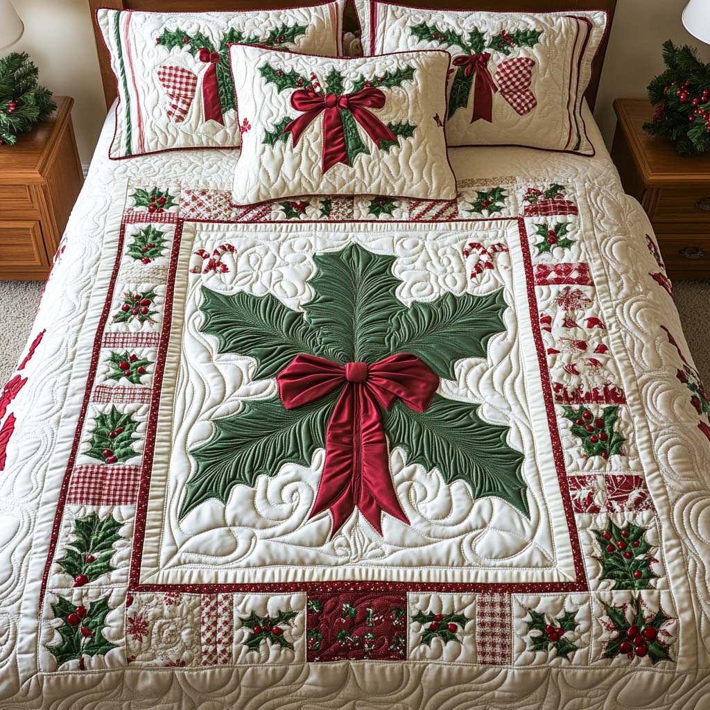 Set di Biancheria da Letto Trapuntata 3 Pezzi Natale