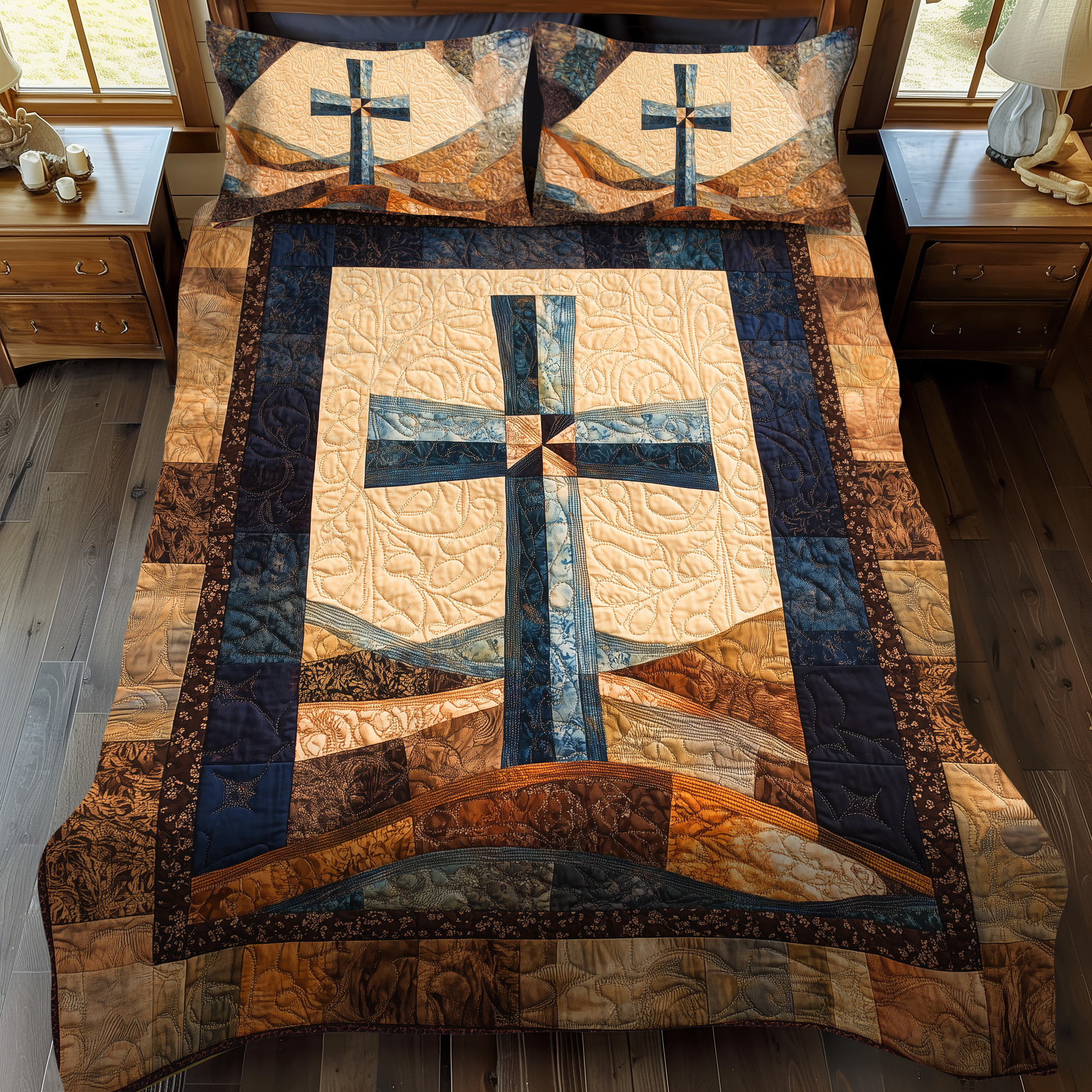 Set di Biancheria da Letto Trapuntata 3 Pezzi Abbraccio Santo
