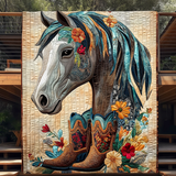 Fascino del Cavallo e del Cowboy Quilt Artistico da Parete