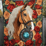 Cavallo di Smeraldo Quilt Artistico da Parete