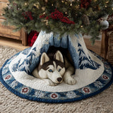 Husky tra la Nevicata Copri Base per Albero di Natale Trapuntato