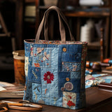 Fiori Indaco Borsa Tote Trapuntata