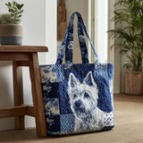 Splendore Terrier Indaco Borsa Tote Trapuntata