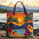 Tramonto sull'Isola Borsa Tote Trapuntata
