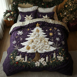 Set di Biancheria da Letto Trapuntata 3 Pezzi Natale Avorio