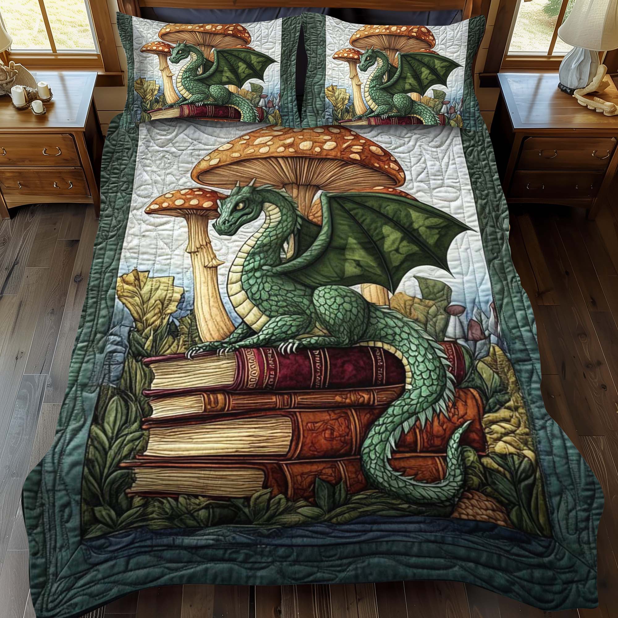 Set di Biancheria da Letto Trapuntata 3 Pezzi Serpente di Jade