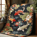 Eleganza delle Carpe Koi Giapponesi Coperta Trapuntata