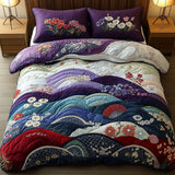 Set di Biancheria da Letto Trapuntata 3 Pezzi Fiori Giapponesi