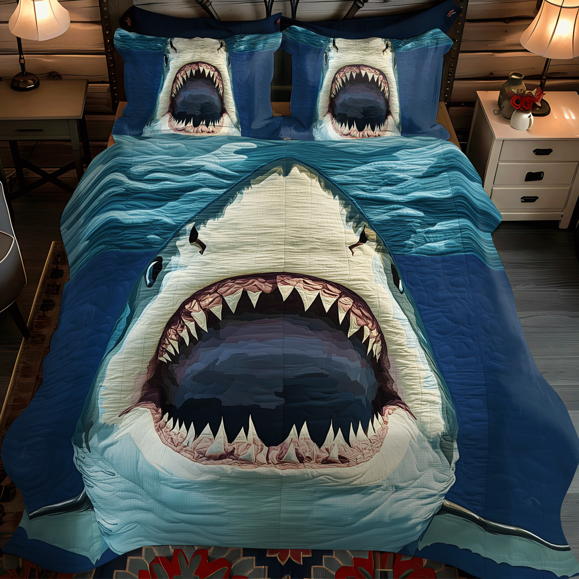 Set di Biancheria da Letto Trapuntata 3 Pezzi Jaws