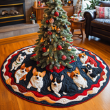 Corgi tra le Campane Copri Base per Albero di Natale Trapuntato