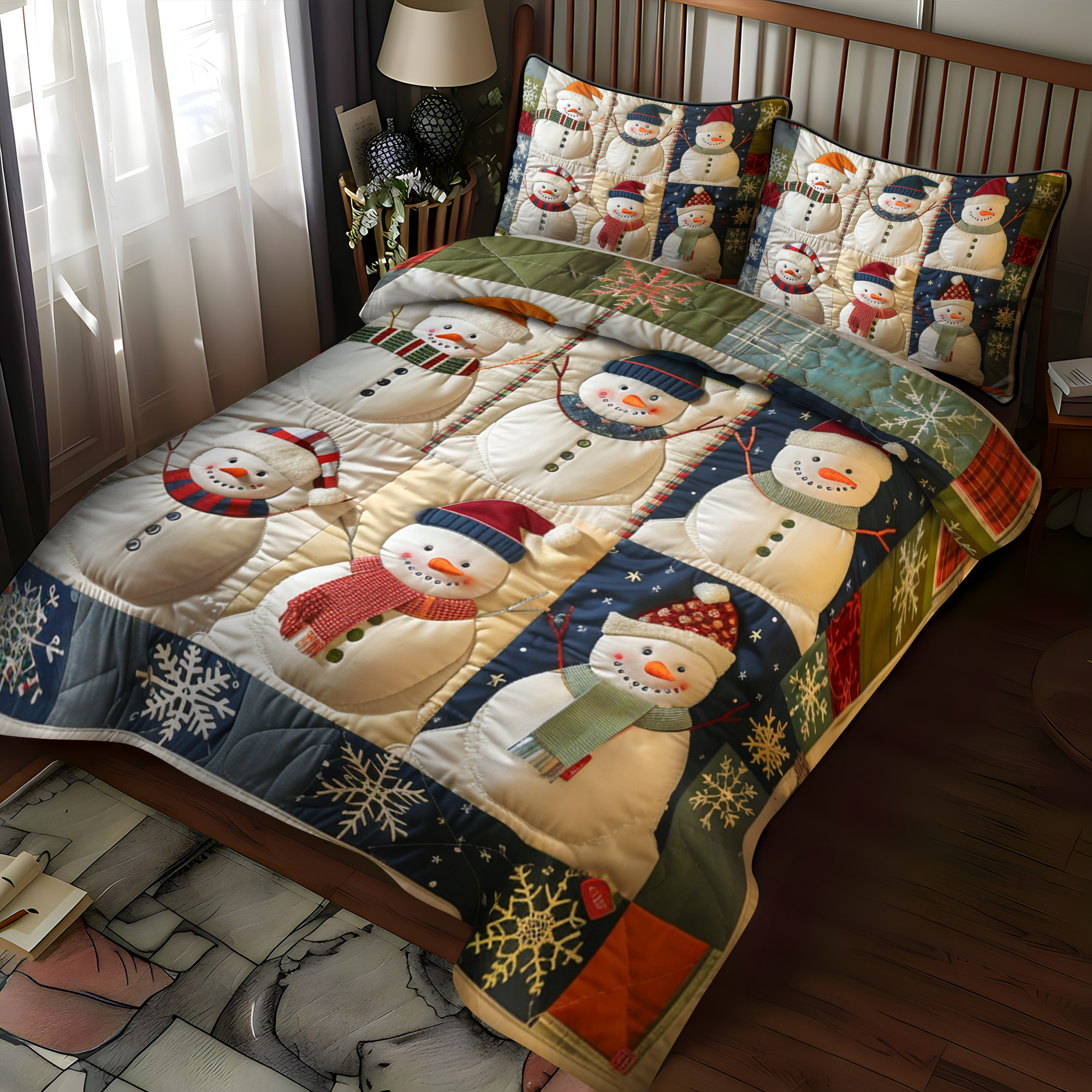 Set di Biancheria da Letto Trapuntata 3 Pezzi Gnomi Gioviali