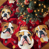 Bulldog nel Paese delle Meraviglie Gioviale Copri Base per Albero di Natale Trapuntato
