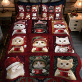 Set di Biancheria da Letto Trapuntata 3 Pezzi Gatti Gioviali