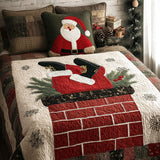 Set di Biancheria da Letto Trapuntata 3 Pezzi Babbo Natale Gioviale
