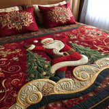 Set di Biancheria da Letto Trapuntata 3 Pezzi Magia Gioviale del Babbo Natale