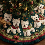 West Highland Terrier Gioioso Copri Base per Albero di Natale Trapuntato