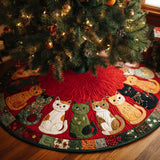 Gatto in Festa Copri Base per Albero di Natale Trapuntato