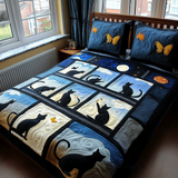 Set di Biancheria da Letto Trapuntata 3 Pezzi Sogni del Gattino della Notte