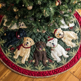 Allegria del Labrador Retriever Copri Base per Albero di Natale Trapuntato