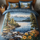 Set di Biancheria da Letto Trapuntata 3 Pezzi Vista della Riva del Lago