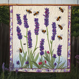 Danza delle Api tra la Lavanda Quilt Artistico da Parete