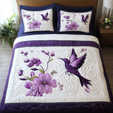 Set di Biancheria da Letto Trapuntata 3 Pezzi Lavanda e Beaks