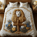 Set di Biancheria da Letto Trapuntata 3 Pezzi Croce Sacra del Leone