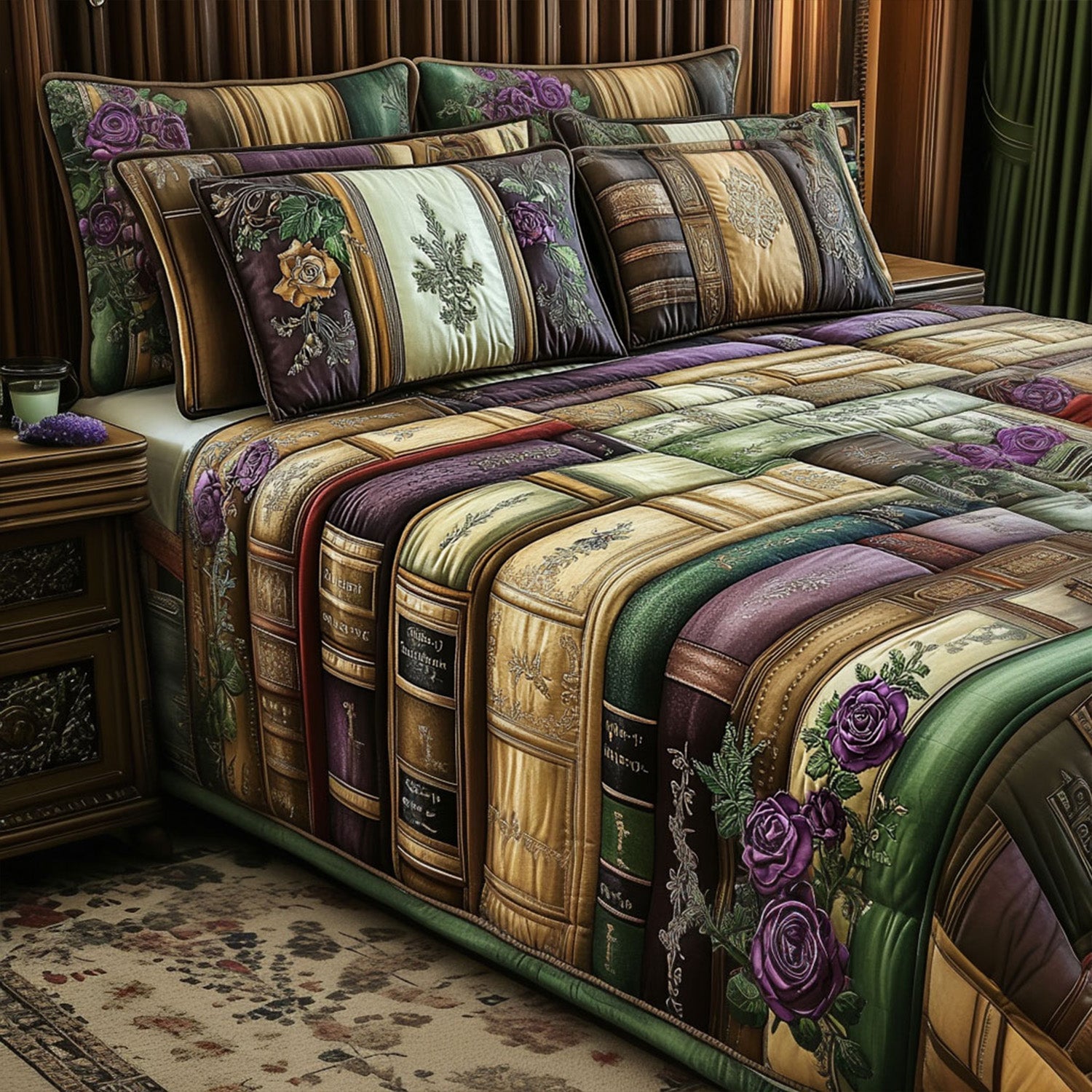 Set di Biancheria da Letto Trapuntata 3 Pezzi Libri Vintage