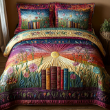 Set di Biancheria da Letto Trapuntata 3 Pezzi Letterario Fioriture