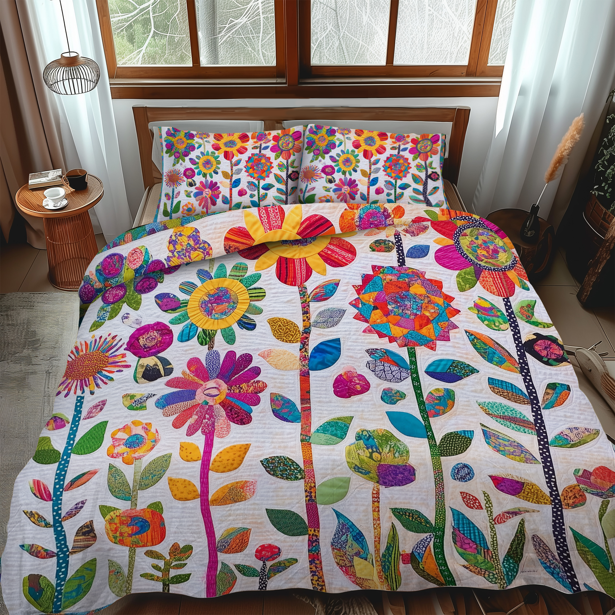 Set di Biancheria da Letto Trapuntata 3 Pezzi Fiori di Lively