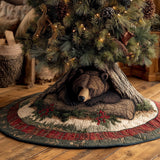 Sonnellino dell'Orso nella Baita Copri Base per Albero di Natale Trapuntato