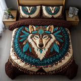 Set di Biancheria da Letto Trapuntata 3 Pezzi Lupo Solitario