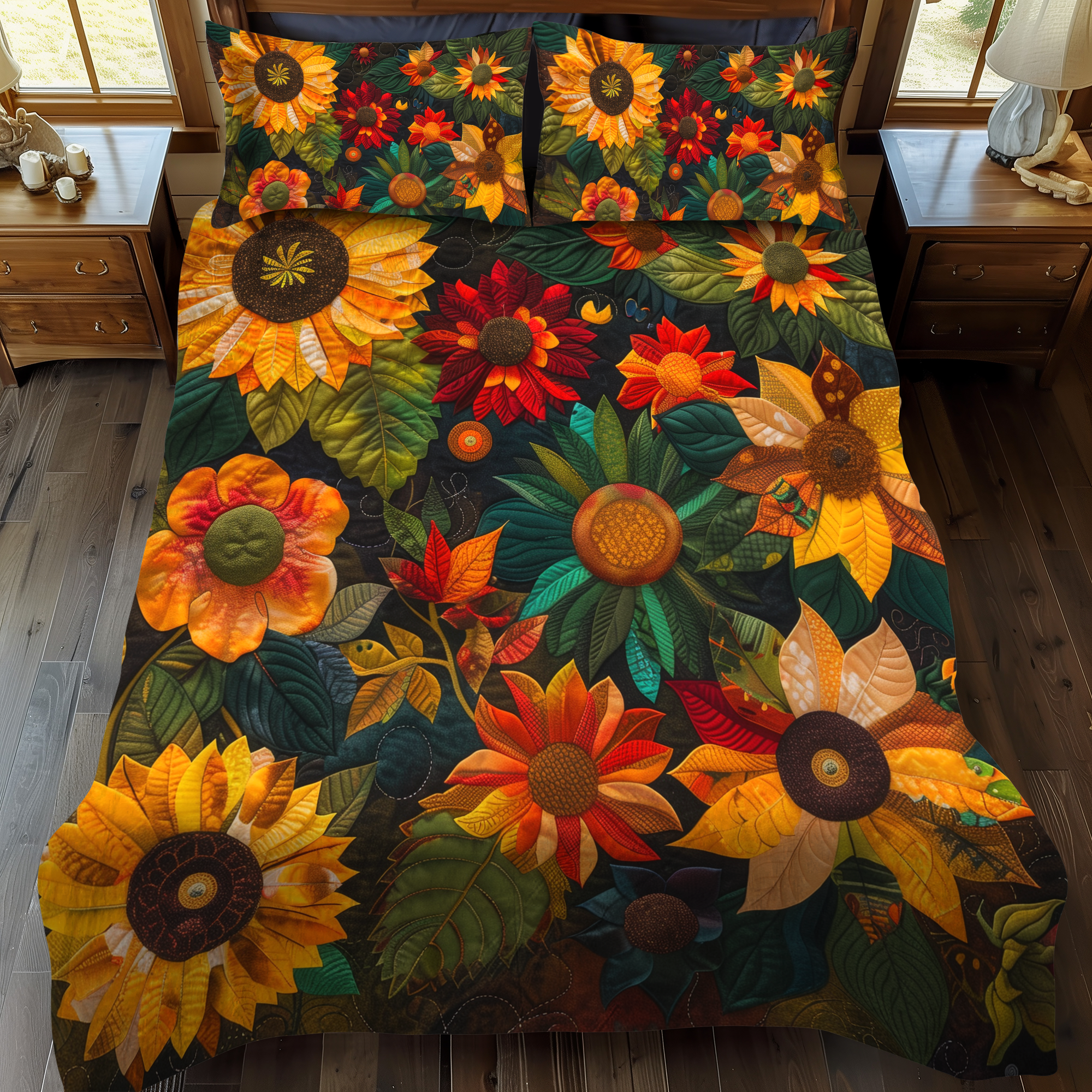 Set di Biancheria da Letto Trapuntata 3 Pezzi Girasoli di Lovable