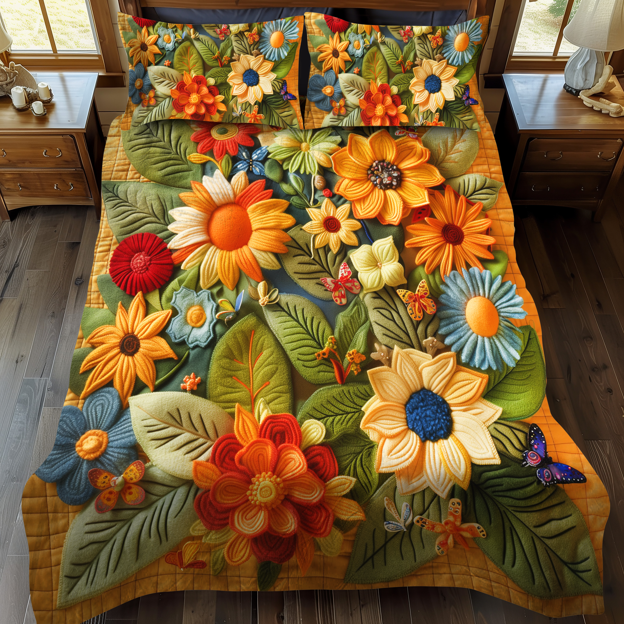 Set di Biancheria da Letto Trapuntata 3 Pezzi Girasoli di Lovable