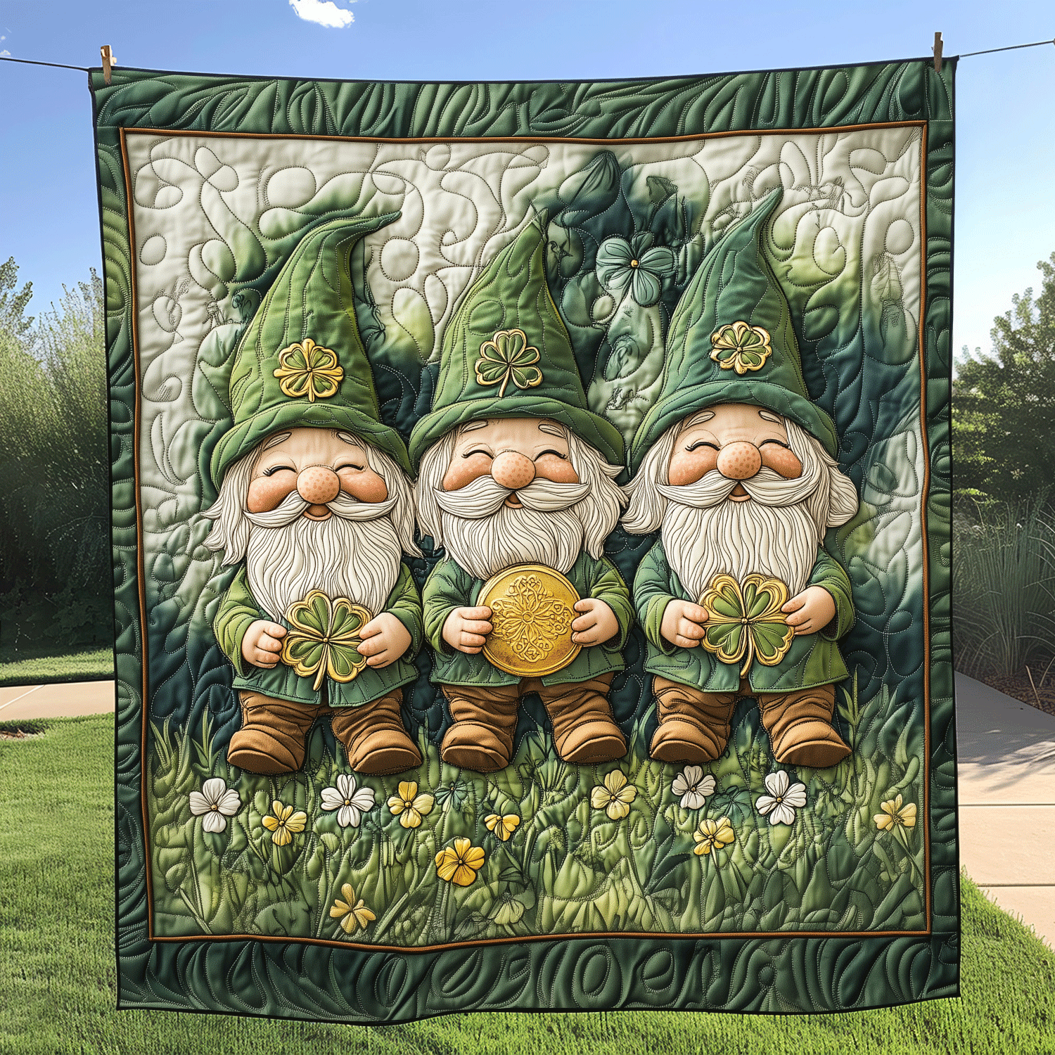 Gnomo del Quadrifoglio Fortunato Coperta Trapuntata