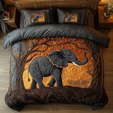 Set di Biancheria da Letto Trapuntata 3 Pezzi Elefante Maestoso