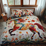 Set di Biancheria da Letto Trapuntata 3 Pezzi Cavallo Maestoso Floreale