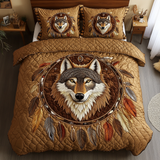 Set di Biancheria da Letto Trapuntata 3 Pezzi Lupo Maestoso