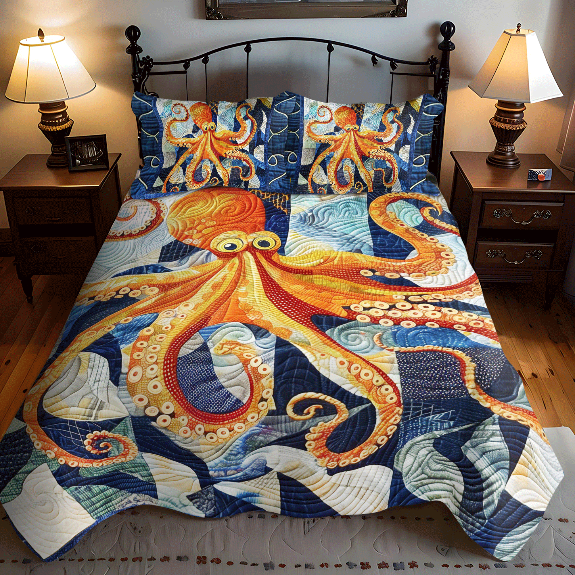 Set di Biancheria da Letto Trapuntata 3 Pezzi Monarca Marina