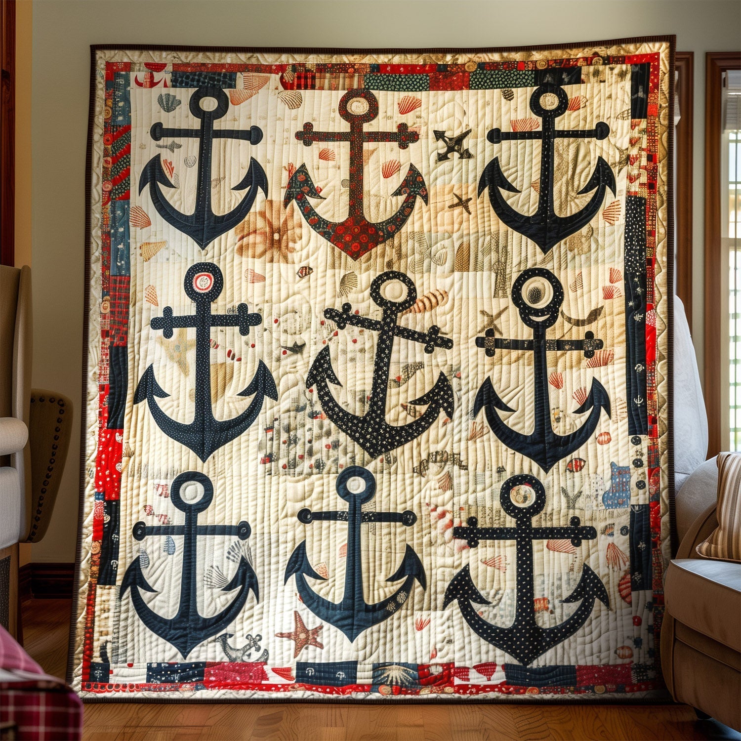 Ancore Marittime Coperta Trapuntata
